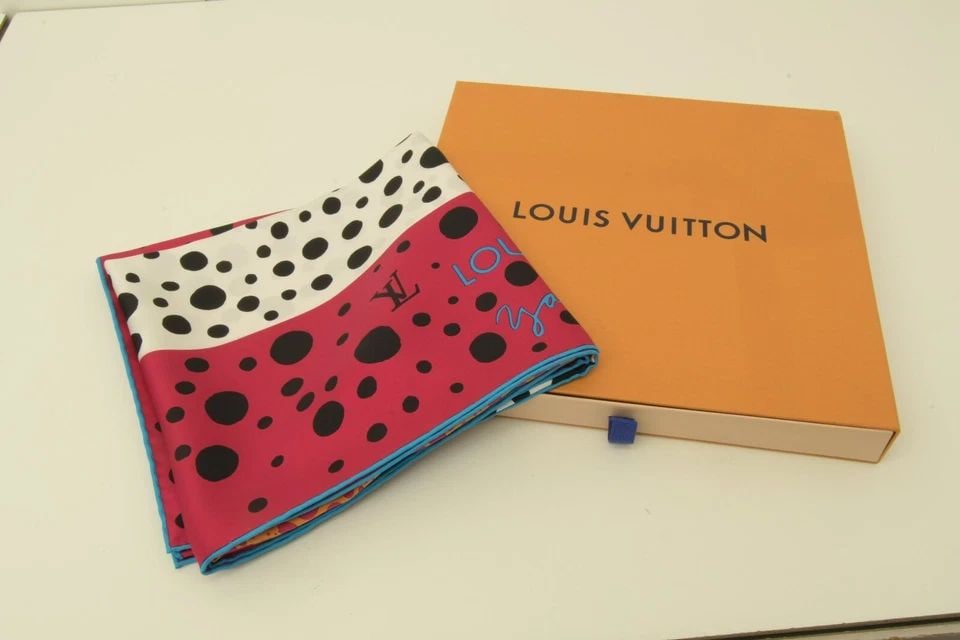 AUTHENTIC LOUIS VUITTON SCARF PINK WHITE PUMPKIN YAYOI KUSAMA 90CM ACCESSORY (1 of 2)