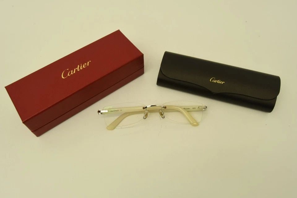 AUTHENTIC CARTIER WHITE GLOSS SUNGLASSES 52 18 135 SP RIMLESS C DECOR FRAMES (1 of 2)