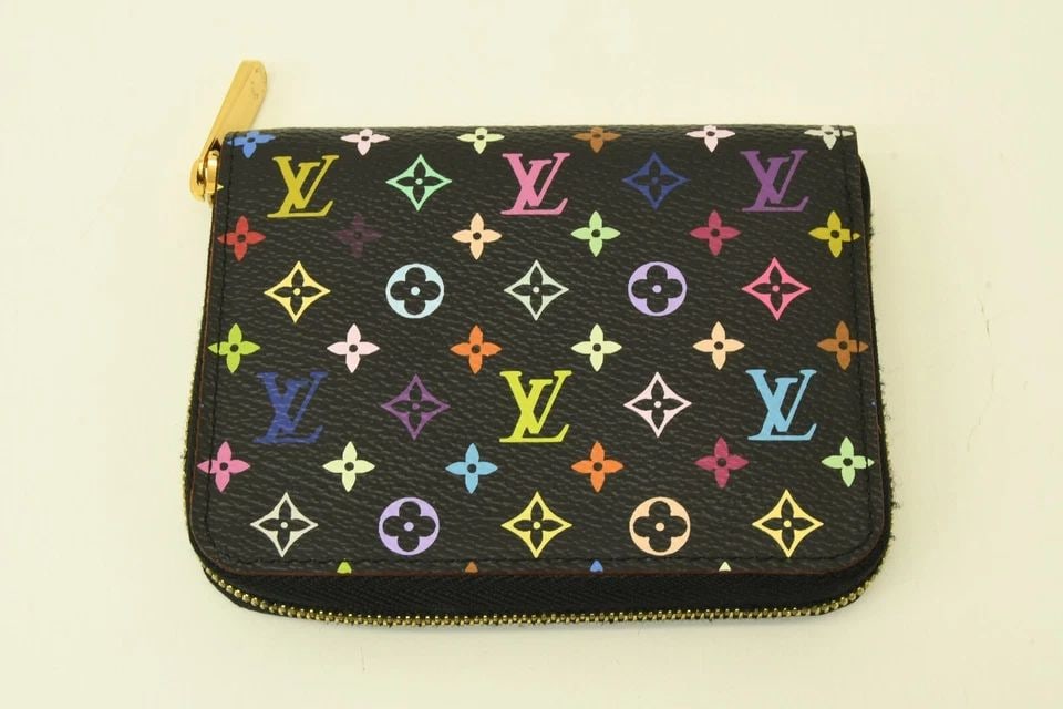 AUTHENTIC LOUIS VUITTON BLACK MULTICOLOR MONOGRAM COIN CLUTCH WALLET ZIP LEATHER (1 of 2)