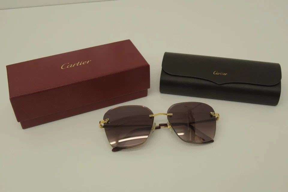 AUTHENTIC CARTIER PANTHERE SUNGLASSES 61 15 145 LARGE SQUARE ROSE TAPERED FRAMES (1 of 2)