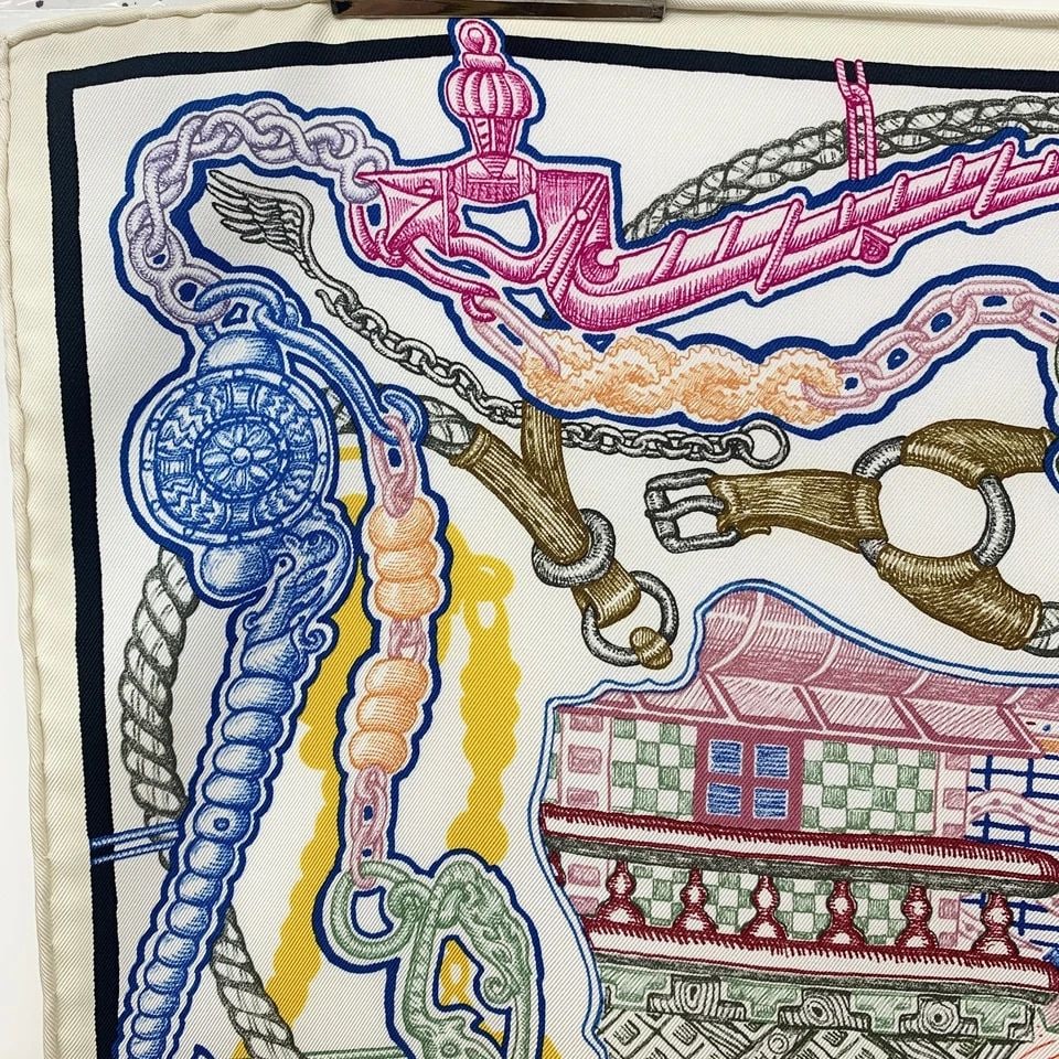 AUTHENTIC HERMES SCARF SUPER SILK QUEST 90CM FANTASY KAFOUROS 100% SILK CARRE (1 of 2)