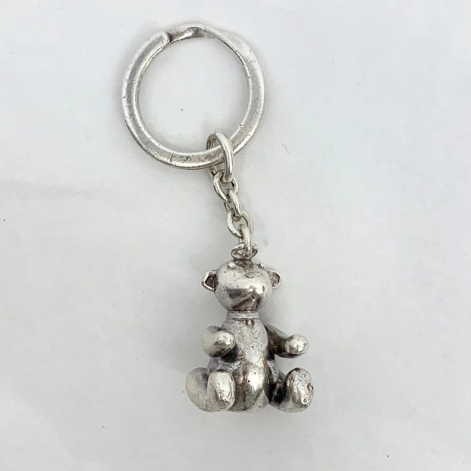 AUTHENTIC GUCCI TEDDY BEAR CHARM 925 STERLING SILVER KEYCHAIN ACCESSORY (1 of 2)