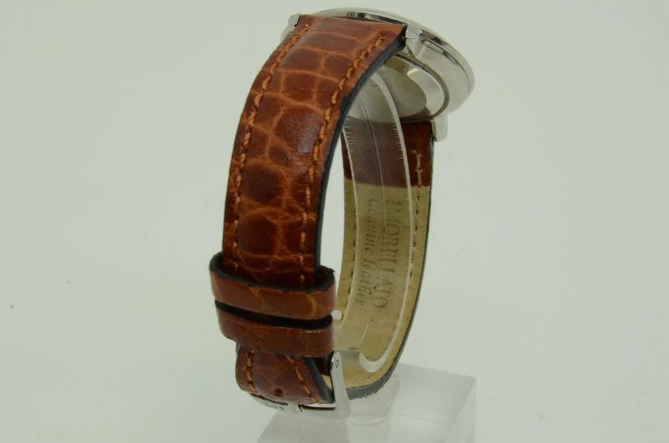 AUTHENTIC OMEGA DE VILLE 33MM LG ROUND WATCH SS BROWN LEATHER VINTAGE WRISTWATCH (1 of 2)
