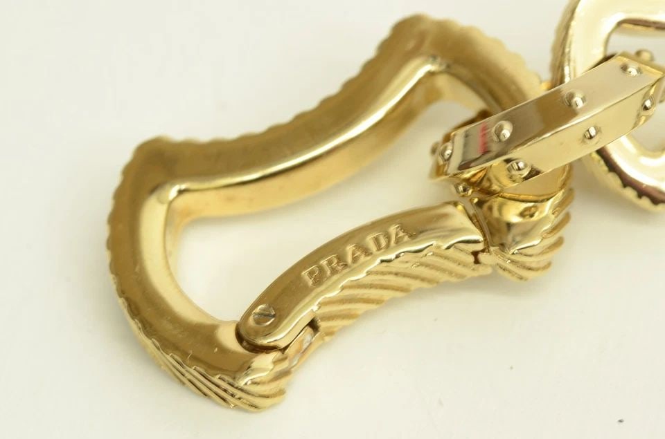 AUTHENTIC PRADA MILANO HOURGLASS NECKLACE GOLD LINK CLIP GP CHIC FASHION JEWELRY (1 of 2)