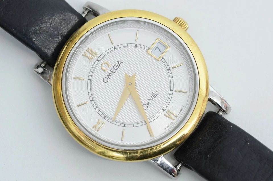 AUTHENTIC OMEGA DE VILLE 27MM WATCH ROUND GP DATE LEATHER VINTAGE WRISTWATCH (1 of 2)