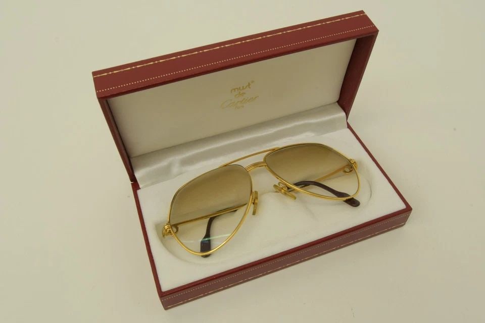 AUTHENTIC CARTIER VENDOME LOUIS AVIATOR 59 14 140 GP SUNGLASSES STRIPED FRAMES (1 of 2)