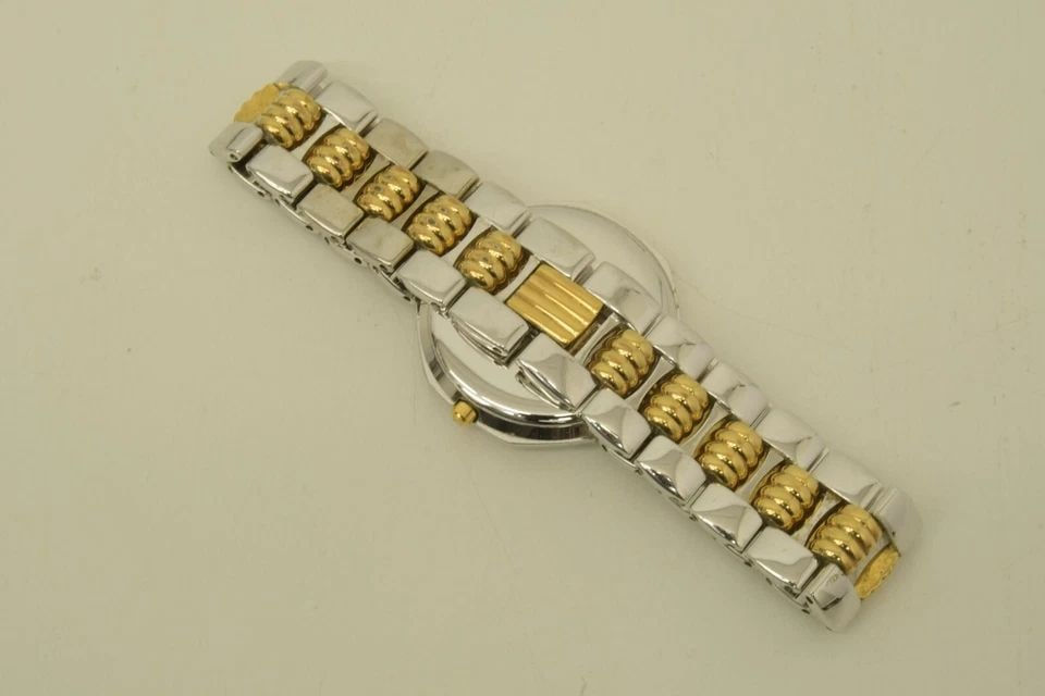 AUTHENTIC CHRISTIAN DIOR WATCH 19MM OCTAGON DATE WHITE SP GP STRIPE WRISTWATCH (1 of 2)