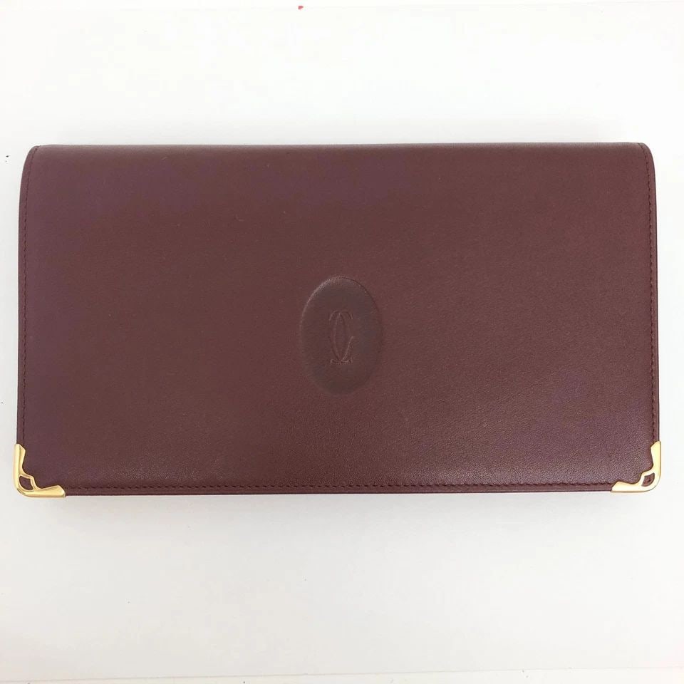 AUTHENTIC CARTIER BURGUNDY WALLET LEATHER DECOR LOGO GP CORNER BIFOLD COIN CASE: AUTHENTIC CARTIER BURGUNDY WALLET LEATHER DECOR LOGO GP CORNER BIFOLD COIN CASE AUTHENTIC CARTIER BURGUNDY WALLET LEATHER DECOR LOGO GP CORNER BIFOLD COIN CASE