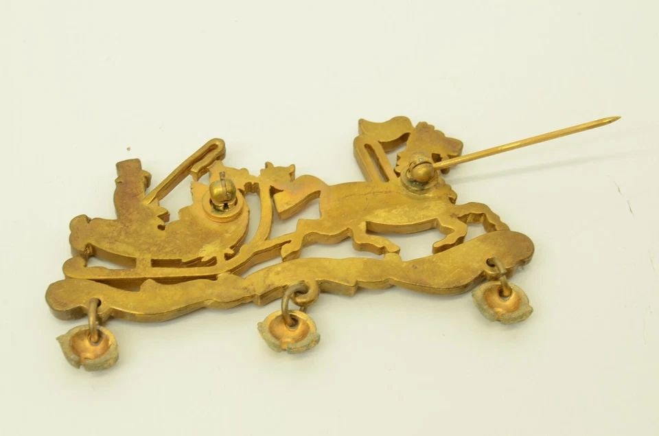 AUTHENTIC HERMES CHRISTMAS SLEIGH BROOCH GP PIN COLORED BELLS JEWELRY ACCESSORY (1 of 2)