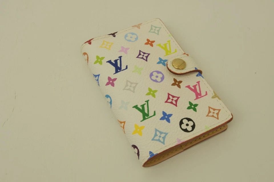 AUTHENTIC LOUIS VUITTON MONOGRAM WALLET CLIP LEATHER CANVAS MULTICOLOR WHITE GP (1 of 2)