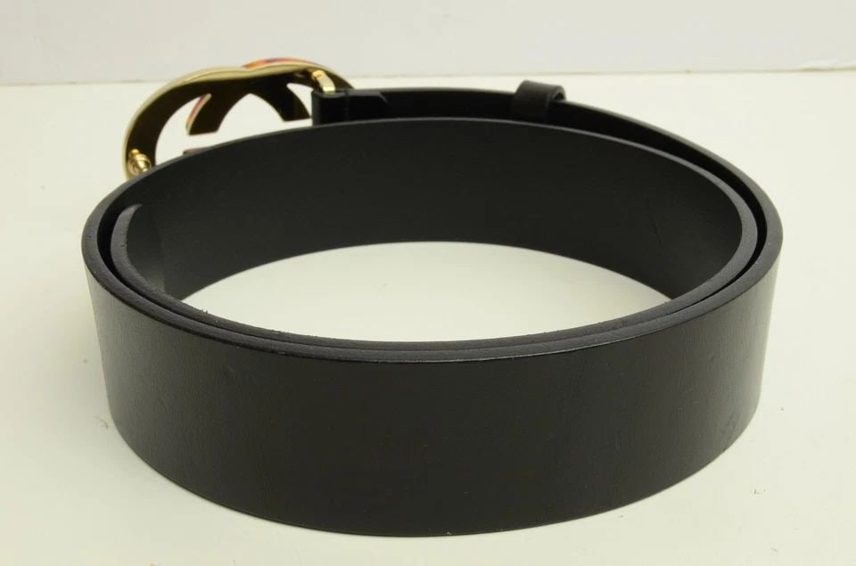 AUTHENTIC GUCCI DOUBLE G BUCKLE BELT LOGO TORTOISE GP BLACK LEATHER ACCESSORY (1 of 2)