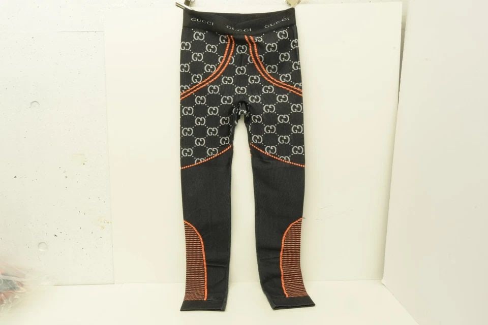 AUTHENTIC GUCCI ACTIVEWEAR BLACK GUCCISSIMA GG LOGO ORANGE WOMENS WORKOUT PANTS (1 of 2)