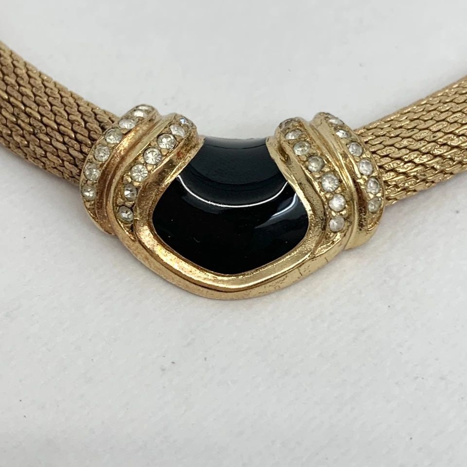 AUTHENTIC CHRISTIAN DIOR CHOKER NECKLACE GP RHINESTONE ENAMEL JEWELRY ACCESSORY: AUTHENTIC CHRISTIAN DIOR CHOKER NECKLACE GP RHINESTONE ENAMEL JEWELRY ACCESSORY AUTHENTIC CHRISTIAN DIOR CHOKER NECKLACE GP RHINESTONE ENAMEL JEWELRY ACCESSORY