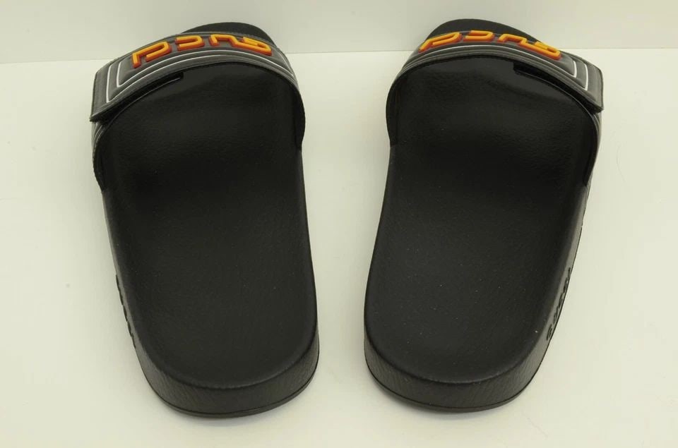 AUTHENTIC GUCCI FLIP FLOPS BLACK LETTER LOGO SANDALS SHOES 575072 DIR00 1000 (1 of 2)
