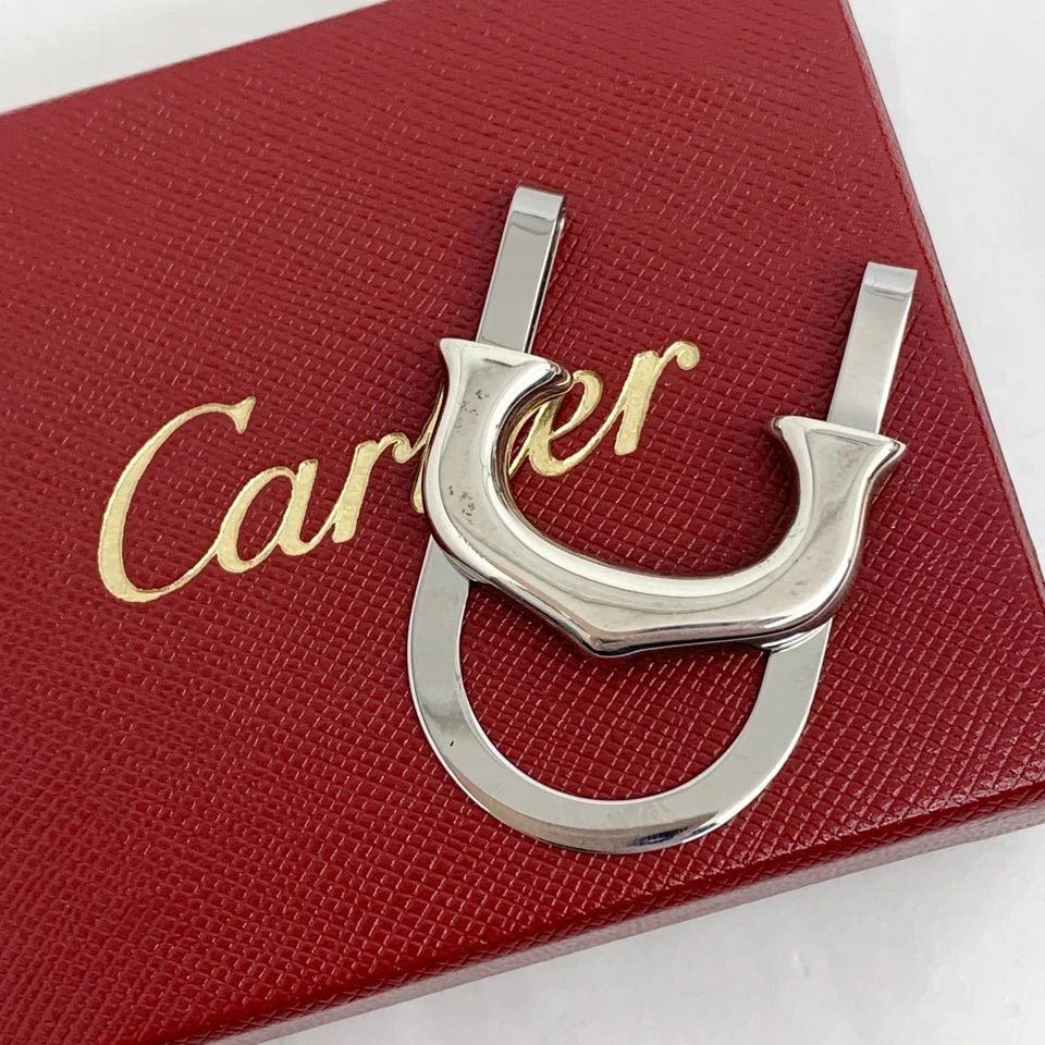 AUTHENTIC CARTIER DECOR LOGO MONEY CLIP STAINLESS STEEL SS SILVER ACCESSORY (1 of 2)