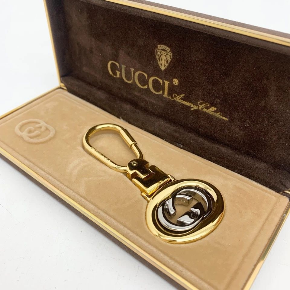 AUTHENTIC GUCCI GG OVAL LOGO KEYCHAIN CLASSIC GP SP CHARM JEWELRY ACCESSORY (1 of 2)
