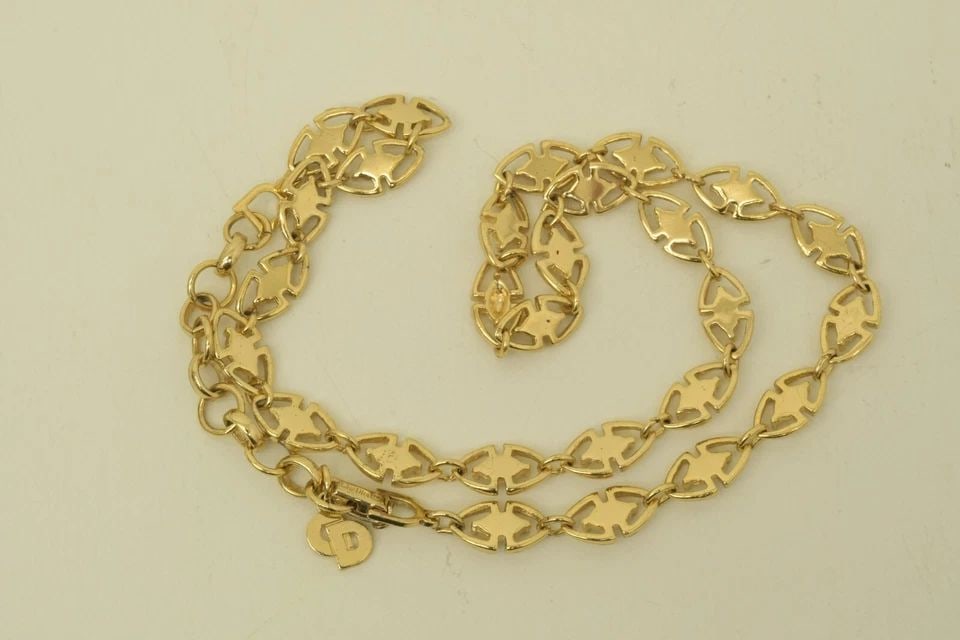 AUTHENTIC CHRISTIAN DIOR DOUBLE ARROWHEAD NECKLACE GP FAUX GEMSTONE ACCESSORY (1 of 2)
