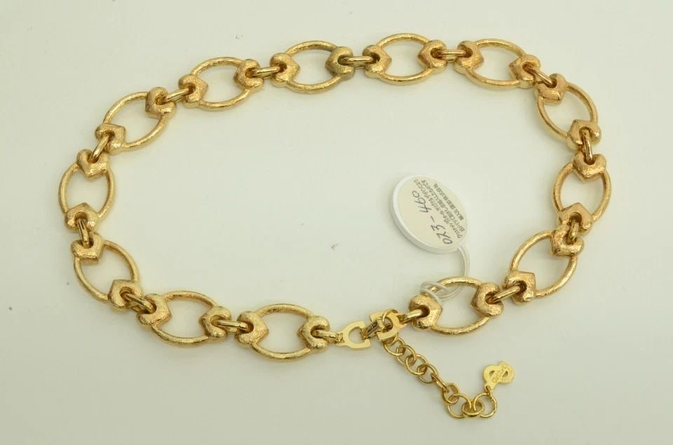AUTHENTIC CHRISTIAN DIOR VTG NECKLACE GP OVAL LOOP LINK BIJOUX JEWELRY ACCESORY (1 of 2)