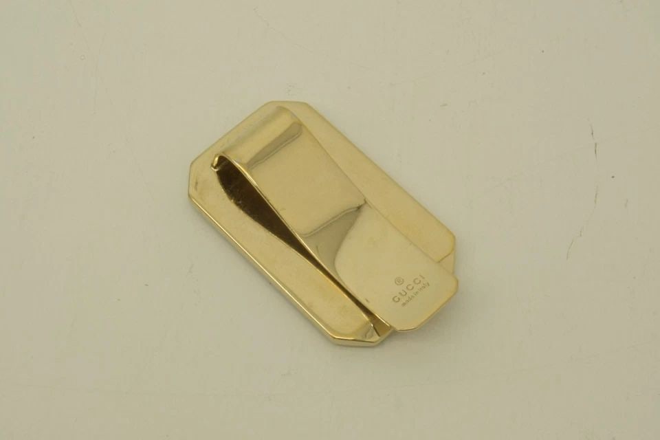 AUTHENTIC GUCCI LEATHER LOGO GRAY GUCCISSIMA MONEY CLIP SILVER PLATED ACCESSORY (1 of 2)