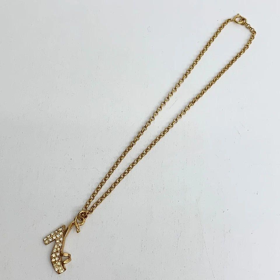 AUTHENTIC FERRAGAMO GP RHINESTONE CHAIN NECKLACE SHOE EMBLEM CHARM JEWELRY (1 of 2)