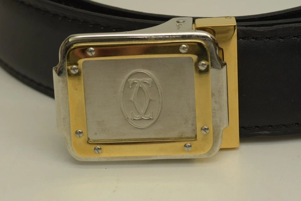 AUTHENTIC CARTIER LEATHER BELT GALBEE STYLE SP GP LOGO BUCKLE CLOTHING ACCESSORY (1 of 2)