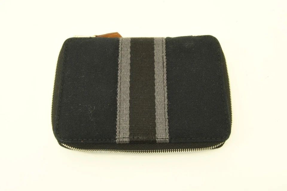 AUTHENTIC HERMES BLACK ZIP CASE SOFT WALLET POUCH GRAY STRIPE LEATHER TAB: AUTHENTIC HERMES BLACK ZIP CASE SOFT WALLET POUCH GRAY STRIPE LEATHER TAB Authentic Hermes Black Zip Case Soft Wallet Pouch Gray Stripe Leather Tab Authentic Hermes Black Zip Case Soft Wallet Pouch Gr