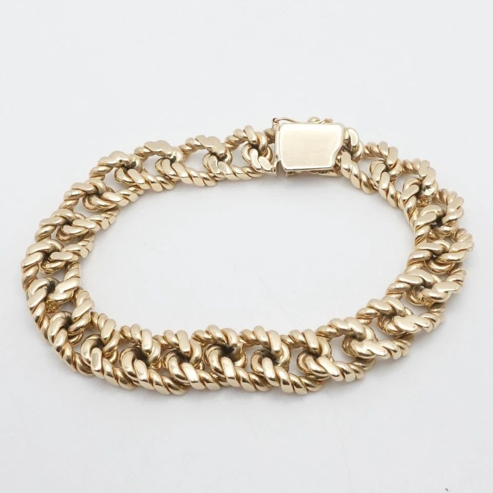 TIFFANY & CO. 14K YELLOW GOLD 10.5MM TWIST CUBAN LINK BRACELET - 8" 59.7 GRAM (1 of 2)