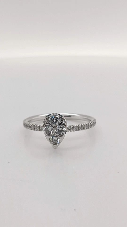 CARTIER 18K GOLD MINI BIG BANG PEAR DIAMOND RING CRB4223249 - SIZE 49 - 4.5 US: Cartier 18K White Gold Mini Big Bang Pear Diamond Ring Reference - CRB4223249 Ring Size - 49 US Ring Size - 4.5 Total Weight - 2.2 grams Width - 1.6mm Professionally Polished & looks Like New Box & Pr