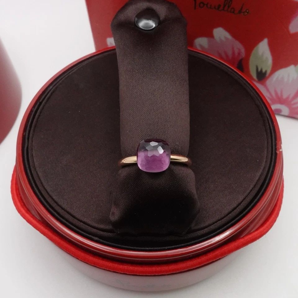 POMELLATO NUDO 18K YELLOW GOLD FACETED AMETHYST RING SIZE 7.5 BOX & CASE (1 of 2)