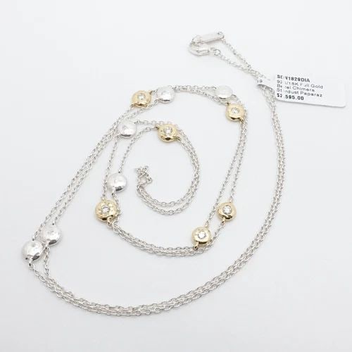 IPPOLITA CHIMERA STERLING 18K GOLD BEZEL HAMMER DIAMOND STARDUST NECKLACE 37": IPPOLITA CHIMERA STERLING 18K YELLOW GOLD DIAMOND LONG STATION NECKLACE 37" IPPOLITA Chimera Collection Sterling Silver & 18K Yellow Gold Diamond & Hammered Disc Stardust Paparaz Station Long Necklace