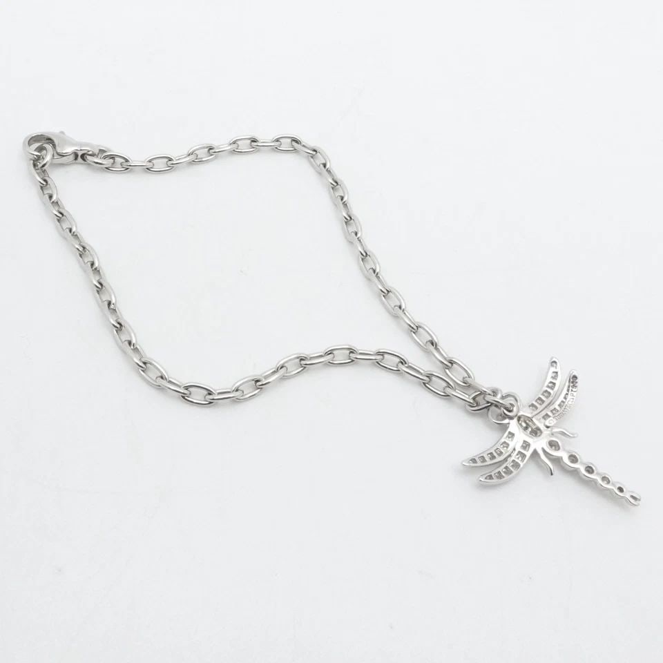 TIFFANY & CO. PLATINUM DRAGONFLY DIAMOND DANGLE CHARM BRACELET 7" LONG BOX (1 of 2)