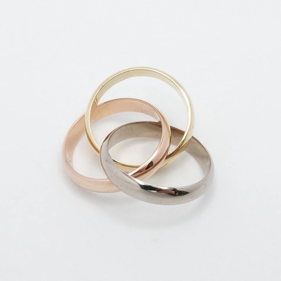 CARTIER 18K TRI COLOR GOLD CLASSIC TRINITY BAND RING SIZE 51 (1 of 2)