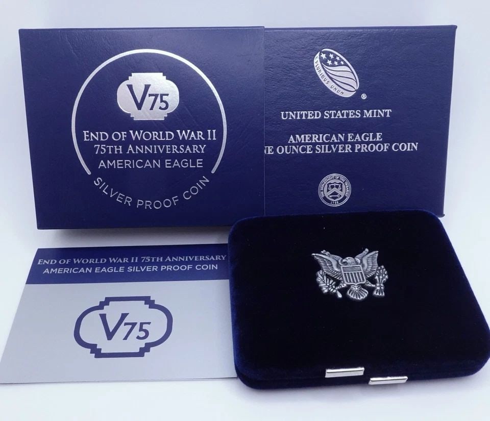 2020-W WWII PRIVY MARK V75 EAGLE SILVER $1 COIN - NGC PF 69 ULTRA CAMEO BOX COA (1 of 2)