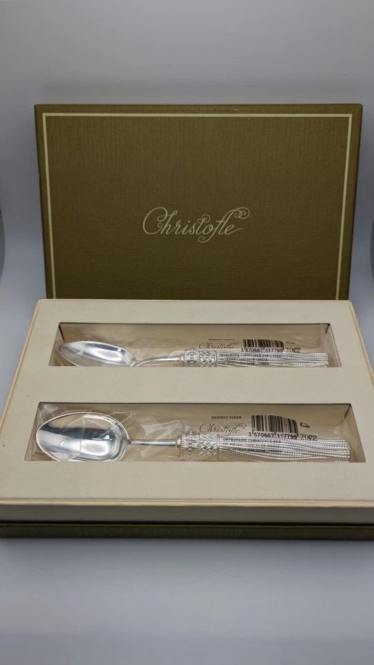 CHRISTOFLE POMPON SILVER PLATED COFFEE SPOON 2 PIECE SET - NEW WITH BOX (1 of 1)