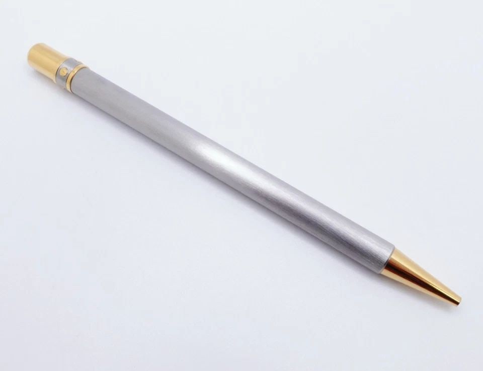 CARTIER MUST DE CARTIER SILVER & GOLD PLAQUE CLIPLESS BALLPOINT PEN BOX (1 of 2)