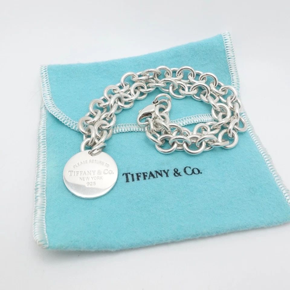 TIFFANY & CO. RETURN TO STERLING SILVER ROUND TAG 10MM CHAIN NECKLACE 16" (1 of 1)