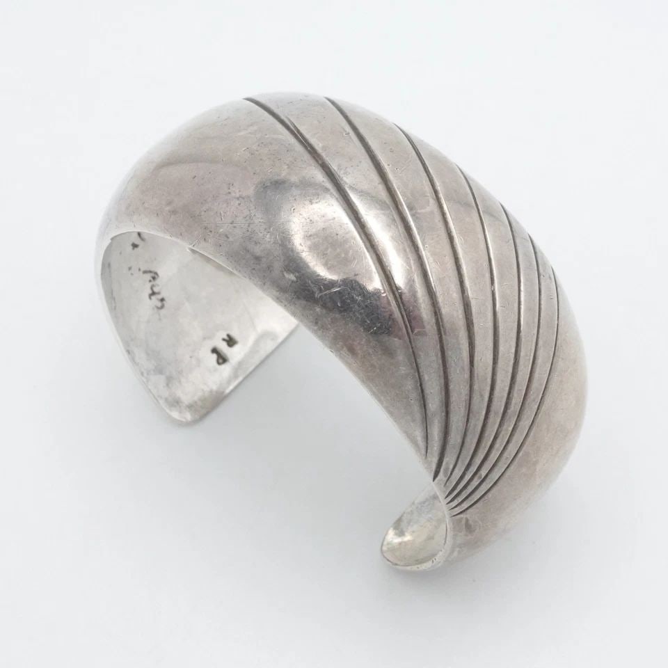 RP STERLING SILVER SUNBURST NAVAJO WIDE CUFF BRACELET 6.5" WRIST (1 of 2)