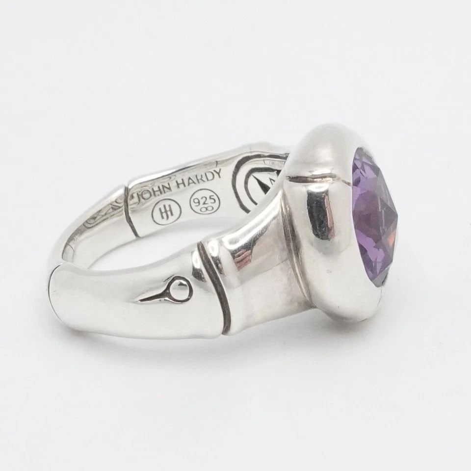 JOHN HARDY BAMBOO STERLING SILVER AMETHYST RING SIZE 7.25 (1 of 1)