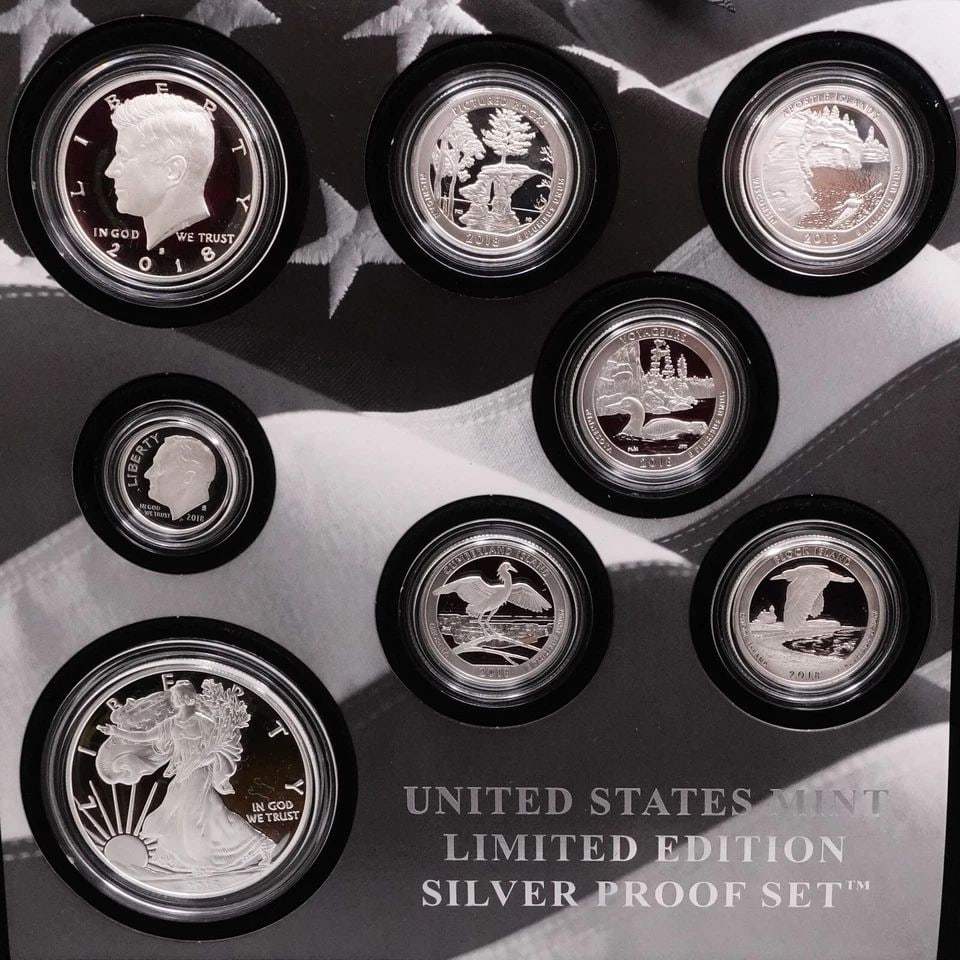 2018 S U.S MINT LIMITED EDITION SILVER PROOF 8 COIN SET - OGP & COA #Q1: 2018 S U.S MINT LIMITED EDITION SILVER PROOF 8 COIN SET - OGP & COA #Q1 2018 S U.S Mint Limited Edition 8 Coins Silver Proof Set OGP & COA Included