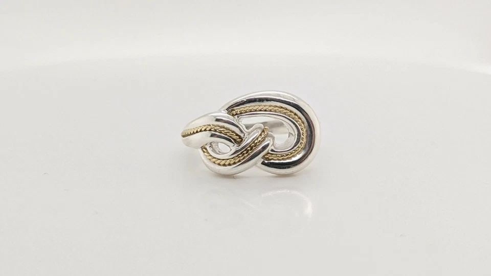 TIFFANY & CO. STERLING SILVER & 18K GOLD TWIST ROPE LOVE KNOT RING - SIZE 6: Tiffany & Co. Sterling Silver & 18K Gold Rope Knot Ring Ring Size - 6 Total Weight - 4.9 Grams Professionally Polished & Looks Brand New Pouch NOT Included