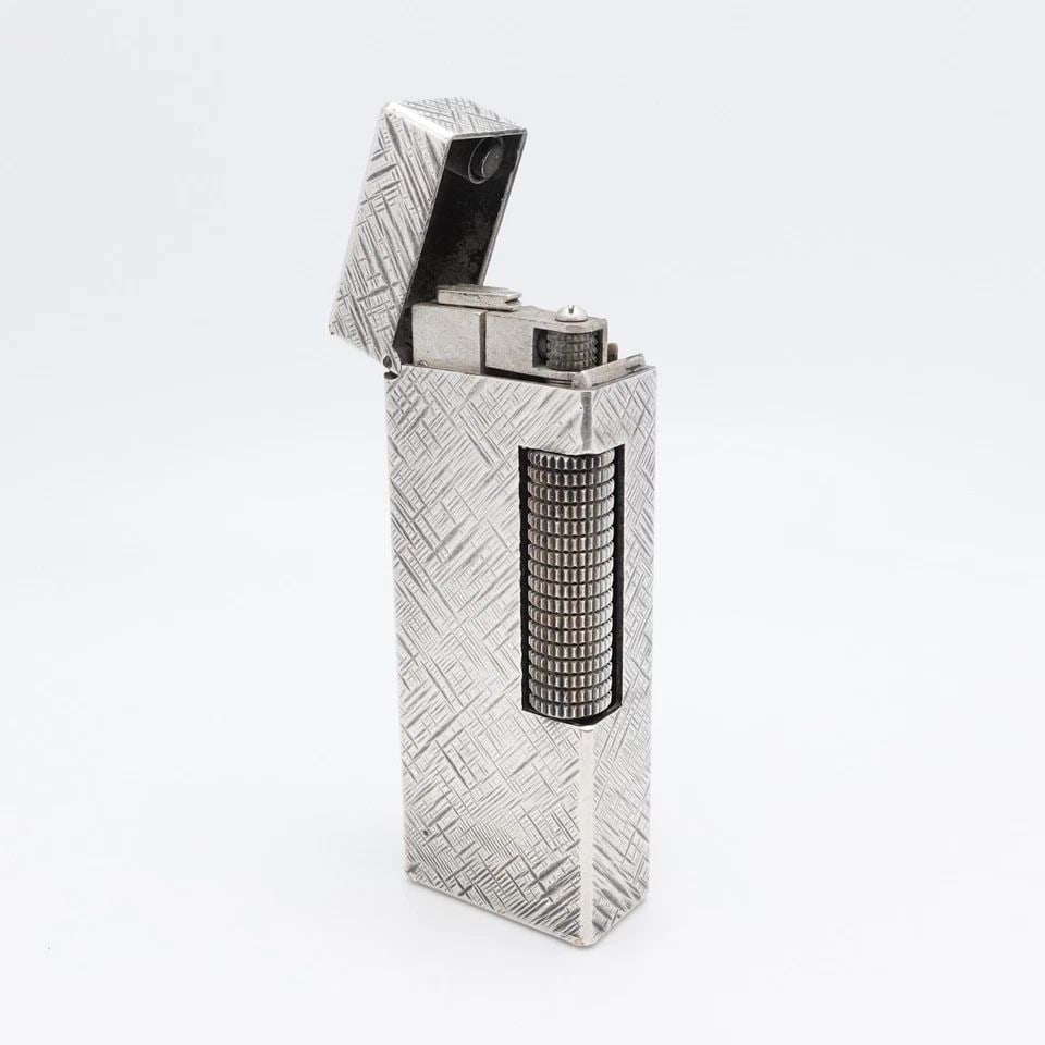 DUNHILL SILVER ROLLASGAS FLORENTINE CROSS HATCH PATTERN LIGHTER - SOLD AS IS (1 of 2)