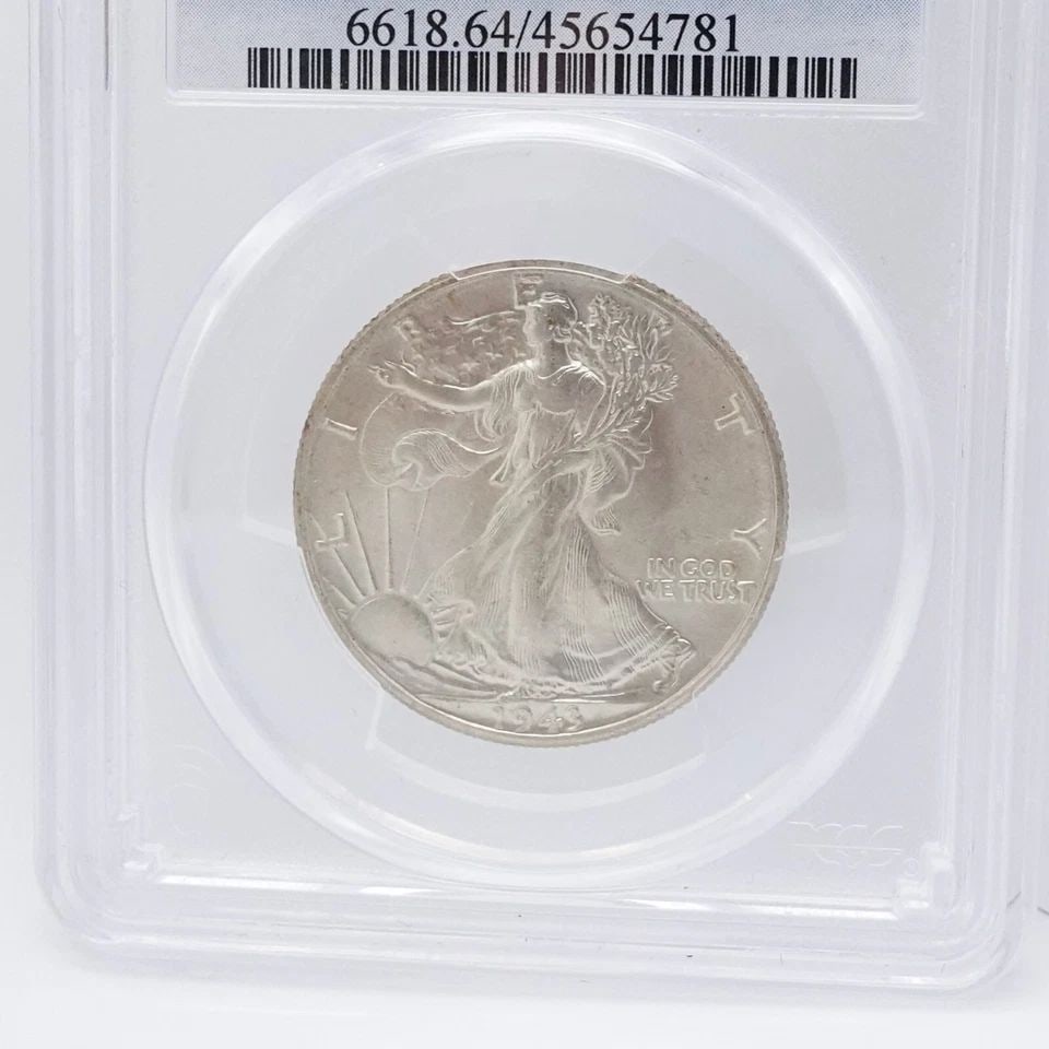 1943 LIBERTY WALKING SILVER HALF DOLLAR - PCGS MS 64 (1 of 2)