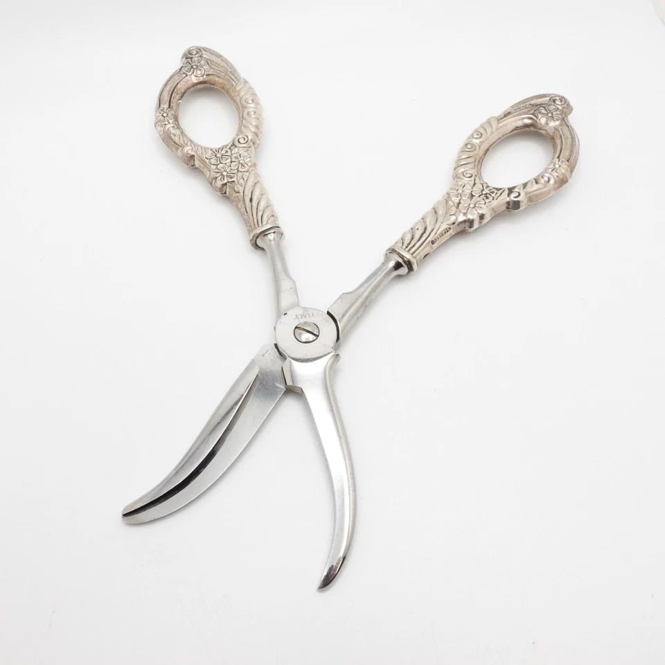 ITALY STERLING SILVER FLORAL HANDLE SHEAR SCISSORS - 6.75" (1 of 2)