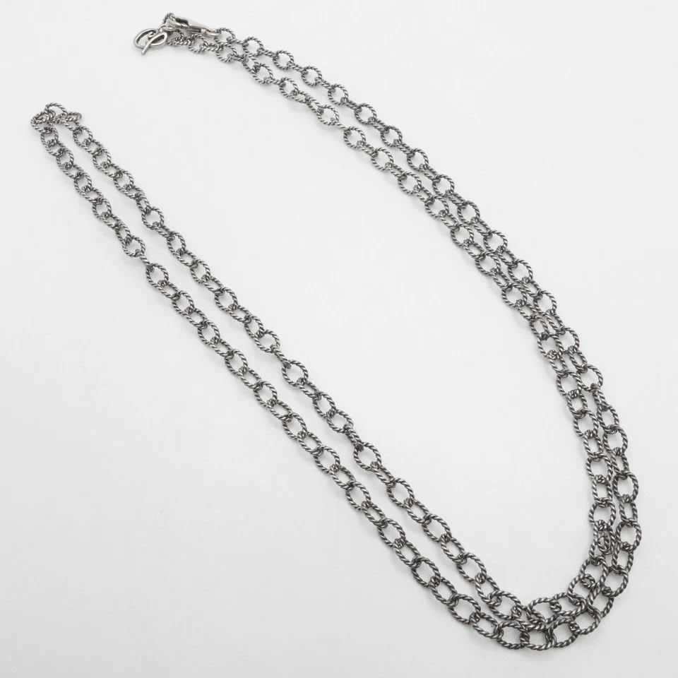 CAROLYN POLLACK STERLING SILVER 5MM TWISTED OVAL CHAIN LINK NECKLACE 31.5" LONG (1 of 2)
