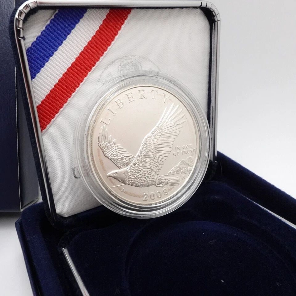 2008 P BALD EAGLE COMMEMORATIVE SILVER PROOF $1 DOLLAR COIN - OGP & COA (1 of 2)