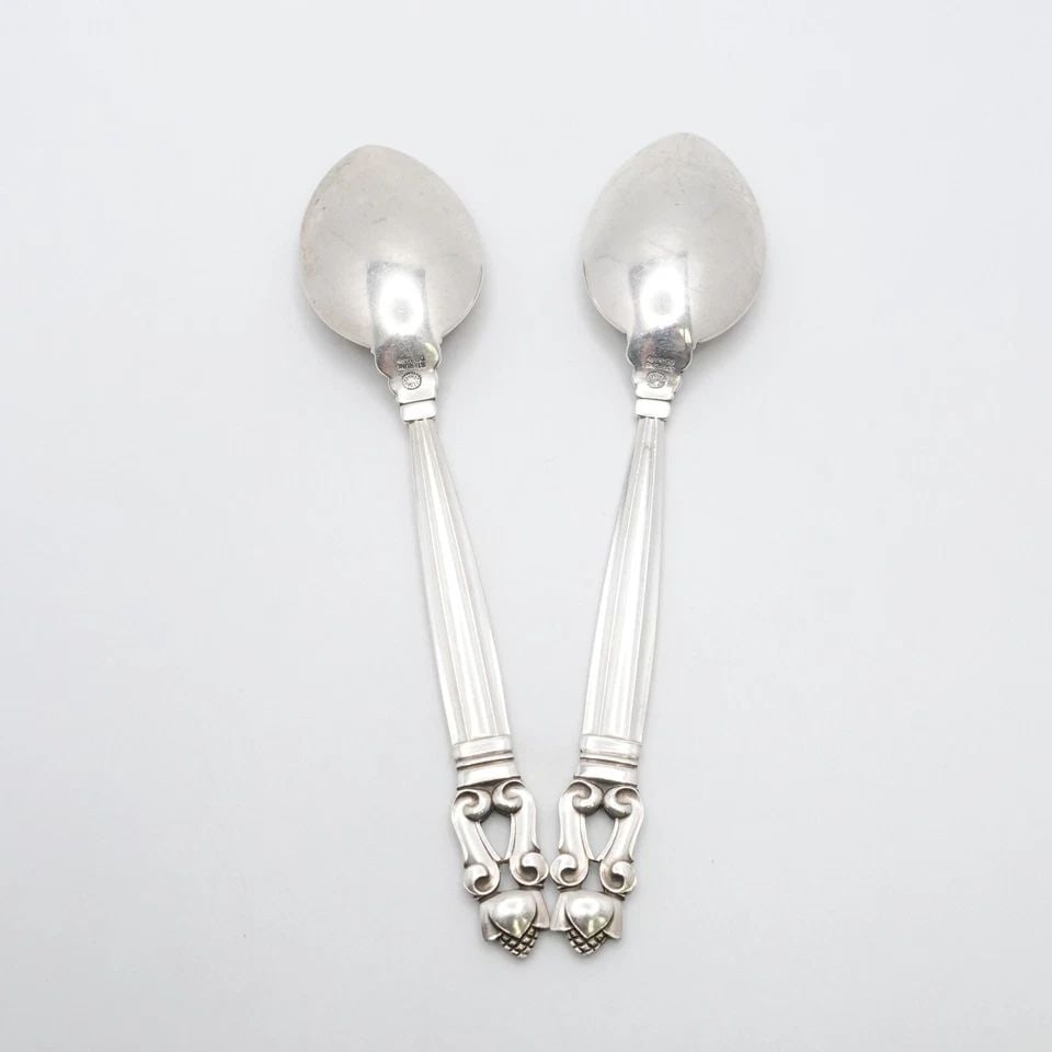 GEORG JENSEN JOHAN ROHDE STERLING SILVER ACORN MEDIUM TEASPOON 5.75" (1 of 2)