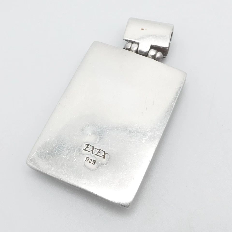 EXEX STERLING SILVER MOTHER OF PEARL RECTANGLE LARGE PENDANT 2.25" (1 of 2)