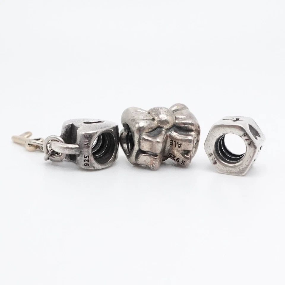 AUTHENTIC PANDORA STERLING SILVER KEY TO MY HEART GIFT BOW & ANCHOR BEAD CHARM (1 of 1)