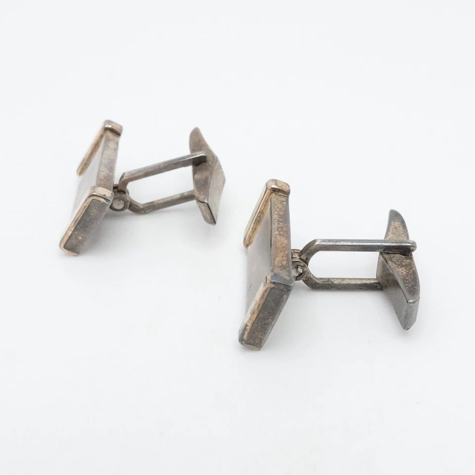 LEONORE DOSKOW STERLING SILVER 14K YELLOW GOLD RECTANGLE BAR CUFFLINKS (1 of 1)