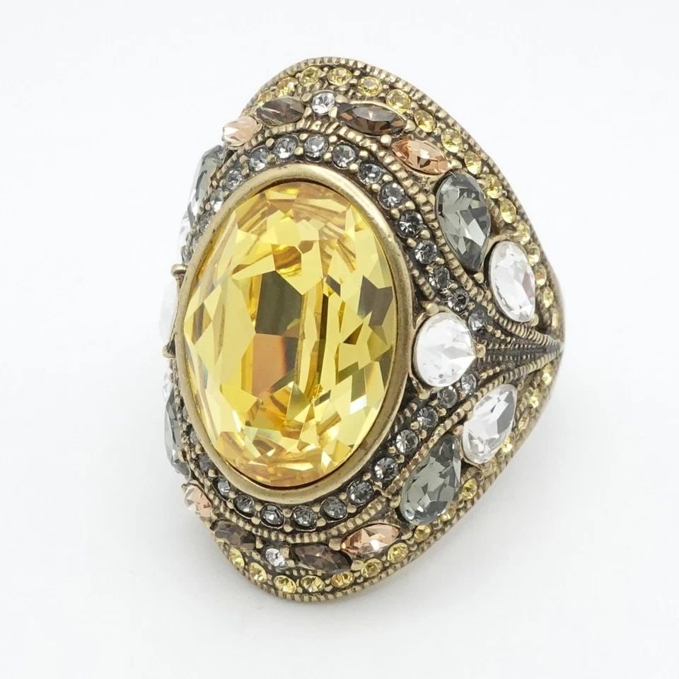 HEIDI DAUS BRONZE SHIRLI CANARY CRYSTAL DOME COCKTAIL RING SIZE 12.25 (1 of 1)